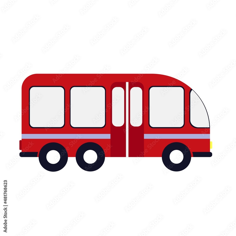 Red city bus isolated vector illustration. Vehicle. Passenger transportation