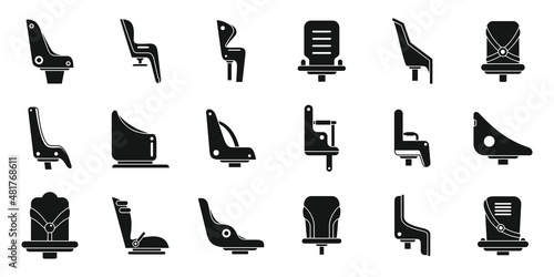 Child seat bike icons set simple vector. Adult bicycle