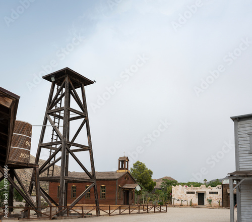 Wild west old town photography, wooden tower