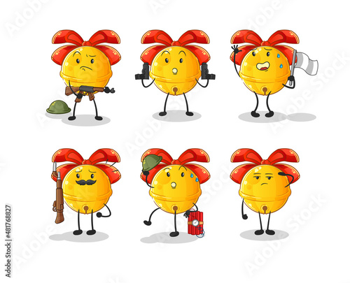 jingle bell troops character. cartoon mascot vector