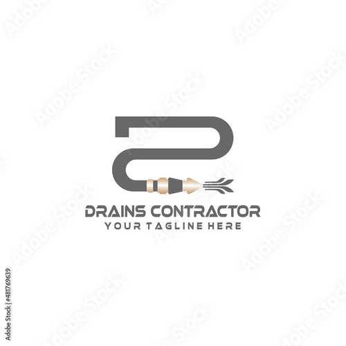 DZ or ZD logo vector with water pipe hose, Perfect for construction, plumbing or related to plumbing.
