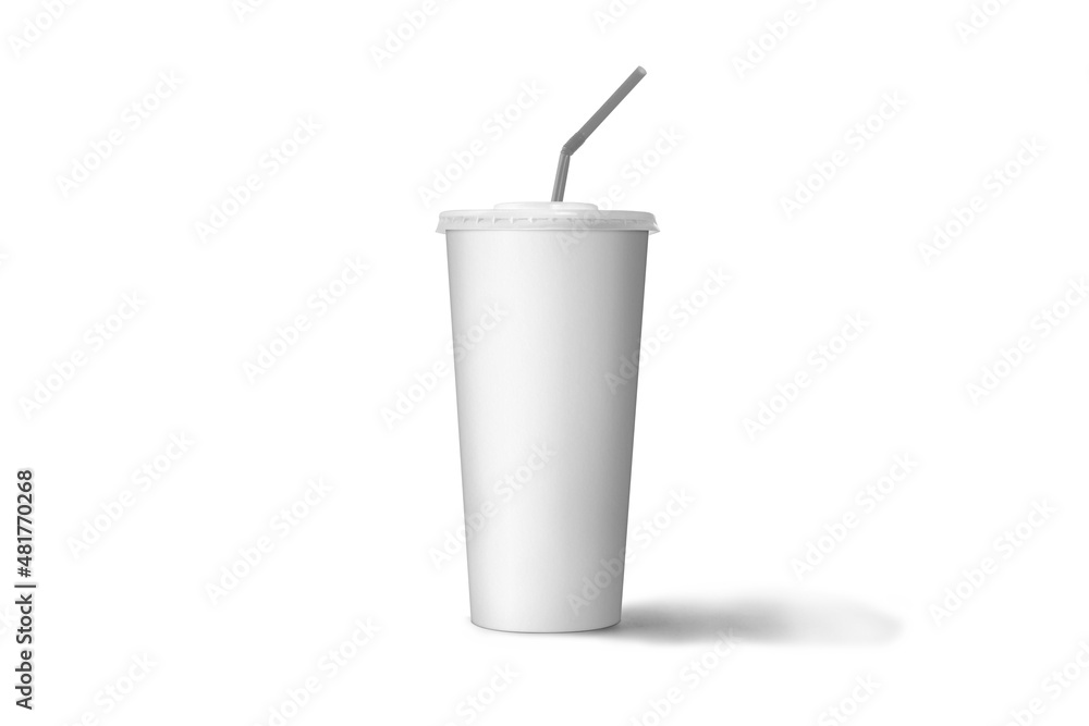 Blank white disposable cup with straw mock up isolated, 3d rendering. Empty paper soda drinking mug mockup with lid and tube front view. Clear soft drink cola take away plastic package. Blank white disposable cup with straw mock up isolated, 3d rendering. Empty paper soda drinking mug mockup with lid and tube front view. Clear soft drink cola take away plastic package.