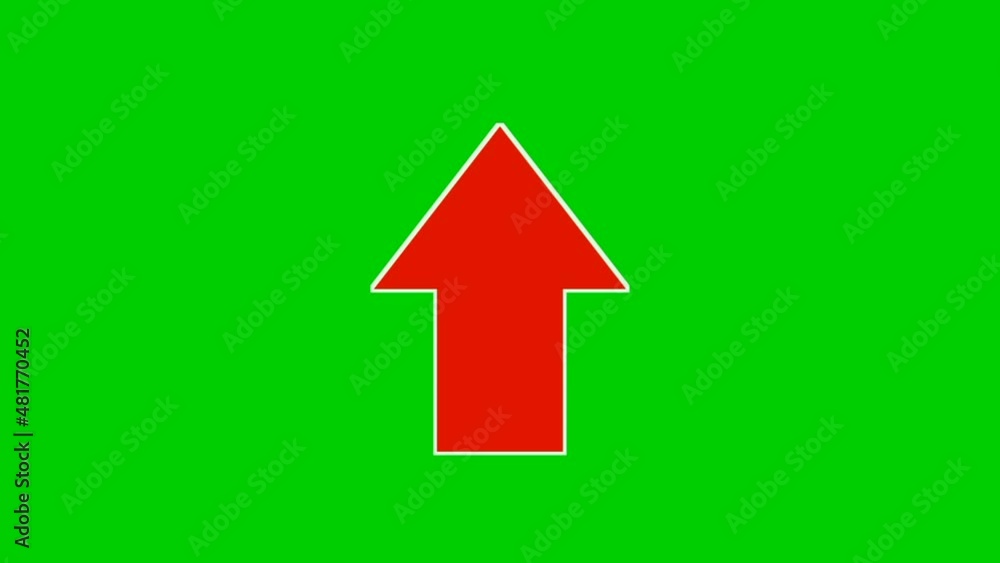 Arrow animation green screen, red color cartoon arrow pointing upside on green screen background Arrow animation green screen, red color cartoon arrow pointing upside on green screen background