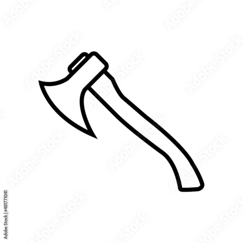 Axe line icon, lumberjack axe vector outline logo isolated on white background