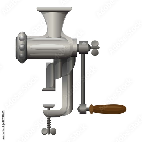 Iron grinder icon cartoon vector. Manual mincer