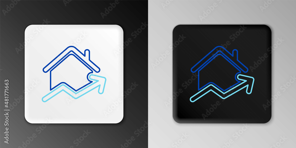 Line Rising cost of housing icon isolated on grey background. Rising price of real estate. Residential graph increases. Colorful outline concept. Vector Line Rising cost of housing icon isolated on grey background. Rising price of real estate. Residential graph increases. Colorful outline concept. Vector