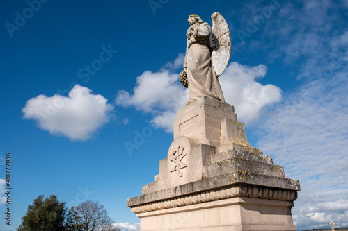 winged angel on funeral edicle, Llucmajor cemetery, Mallorca, Balearic Islands, Spain photo