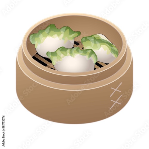 Japanese dumplings icon cartoon vector. Chinese gyoza