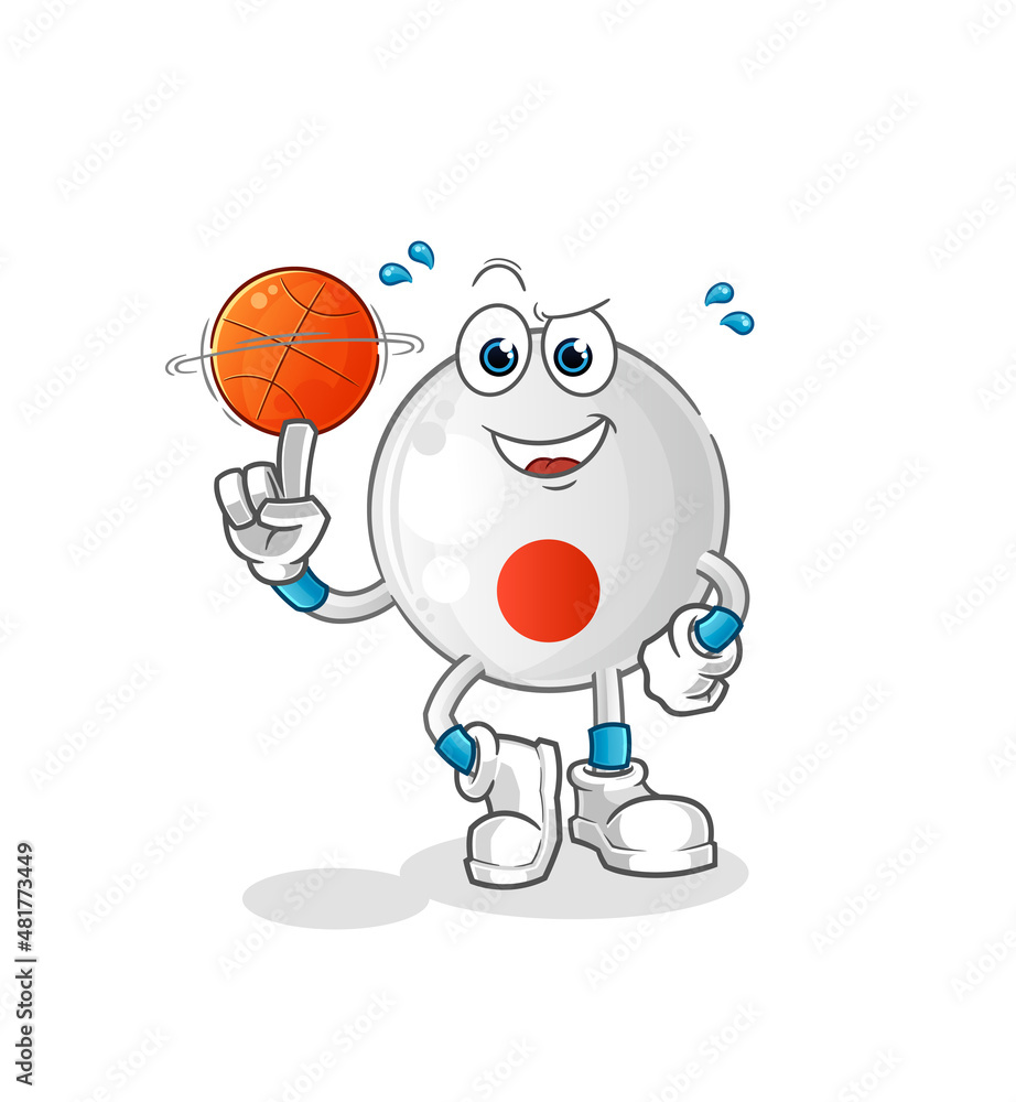 Obraz premium japan flag playing basket ball mascot. cartoon vector