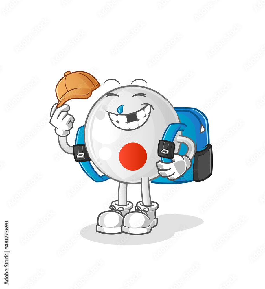 japan flag goes to school vector. cartoon character