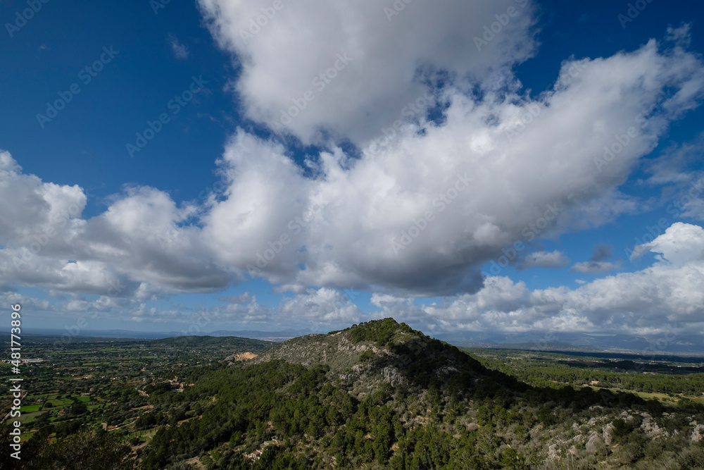 cloud sky over the Galdent range , Mallorca, Balearic Islands, Spain