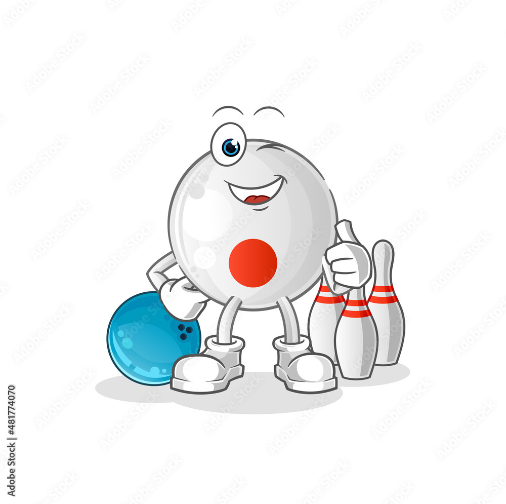Fototapeta premium japan flag play bowling illustration. character vector