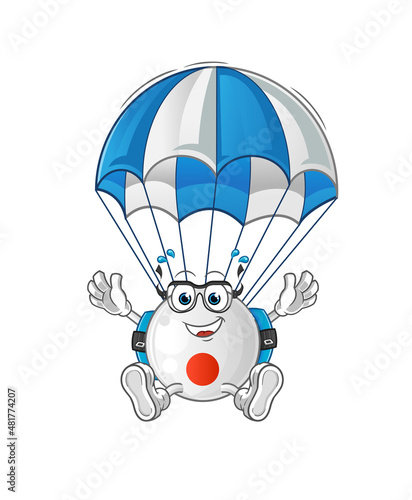 Fototapeta Naklejka Na Ścianę i Meble -  japan flag skydiving character. cartoon mascot vector
