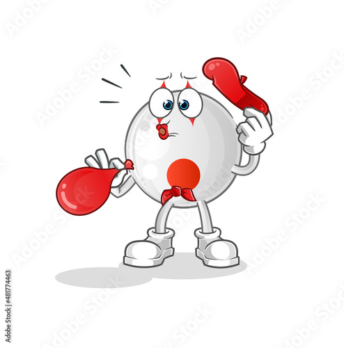japan flag pantomime blowing balloon. cartoon mascot vector