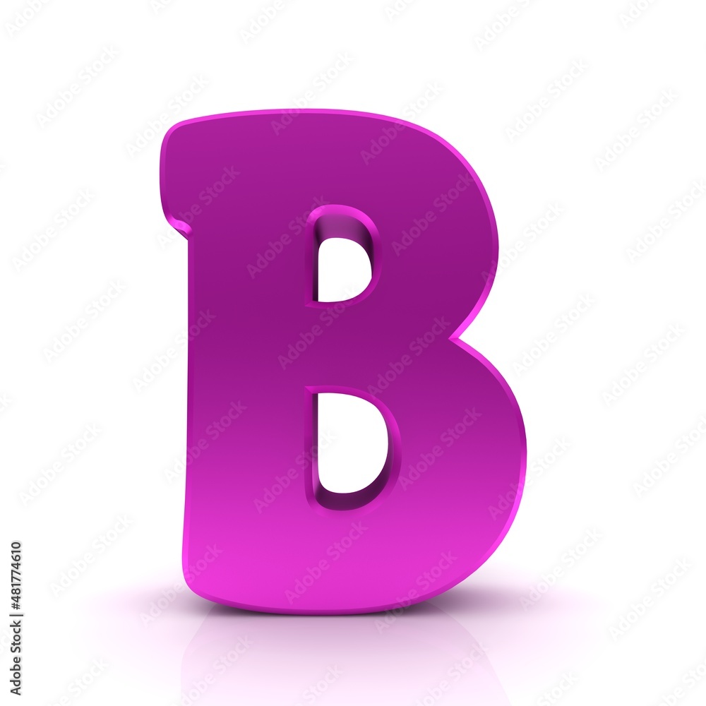 B letter pink 3d rendering graphic illustration isolated on white background B letter pink 3d rendering graphic illustration isolated on white background