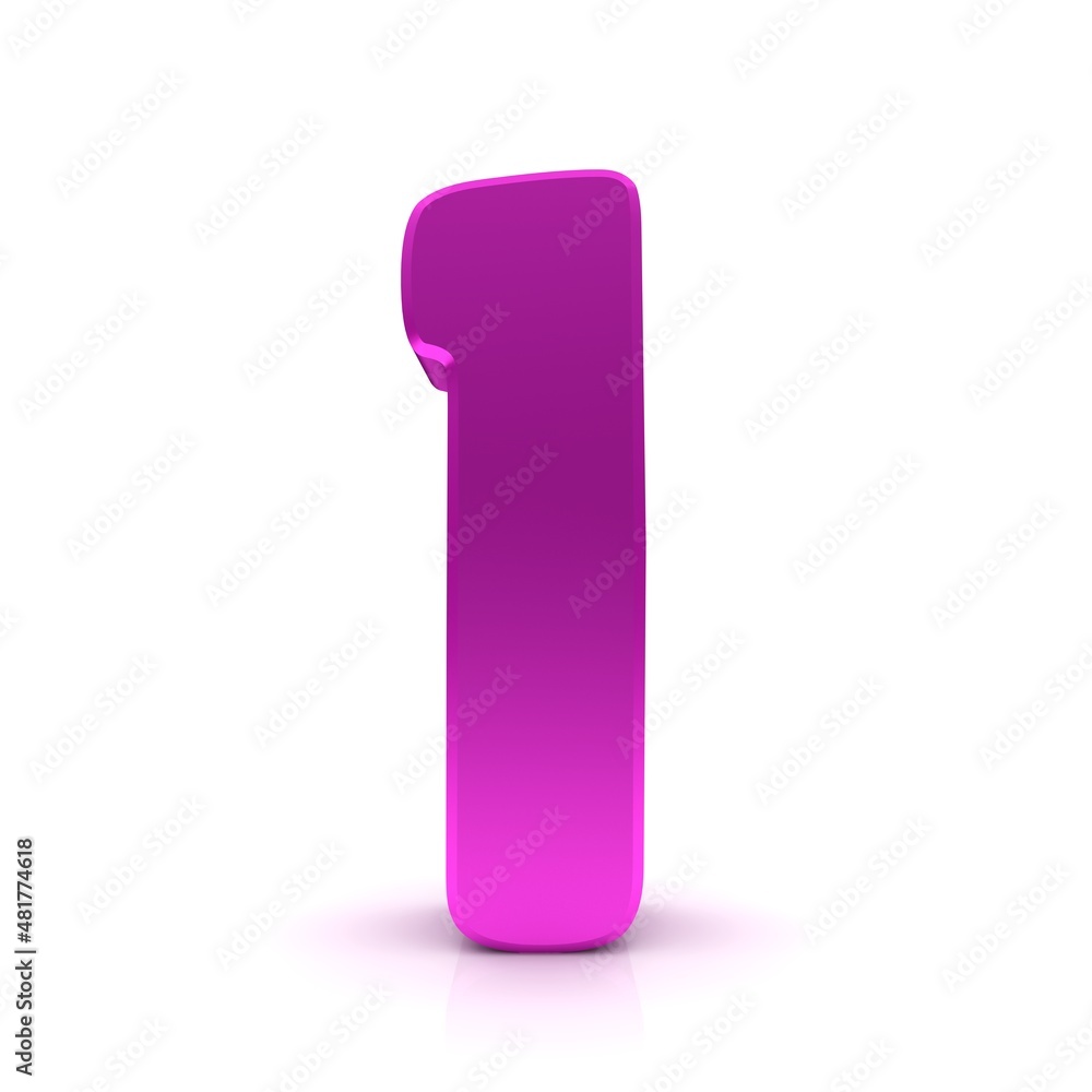 I letter pink colored 3d rendering I letter pink colored 3d rendering