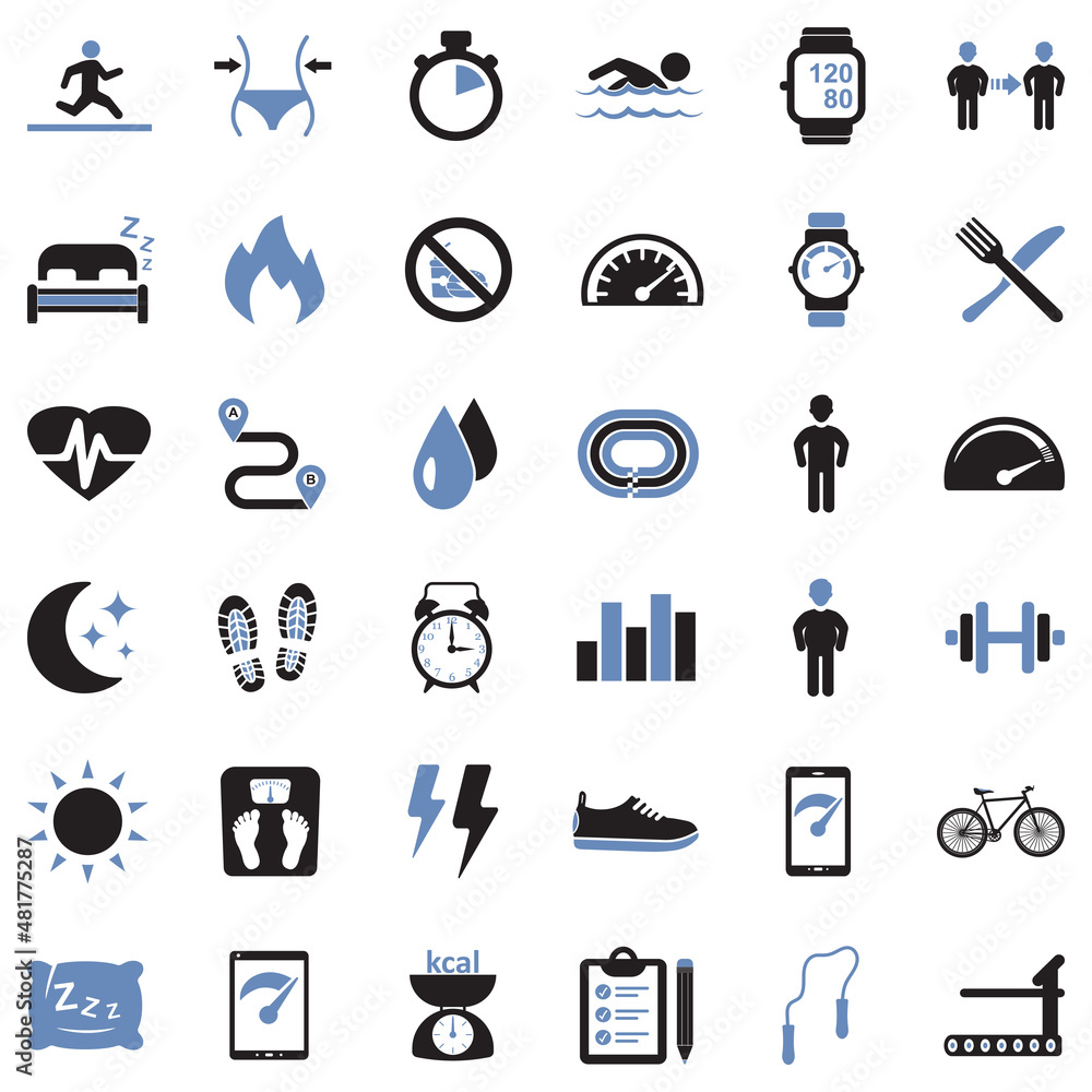 Activity Tracking Icons. Two Tone Flat Design. Vector Illustration. Activity Tracking Icons. Two Tone Flat Design. Vector Illustration.