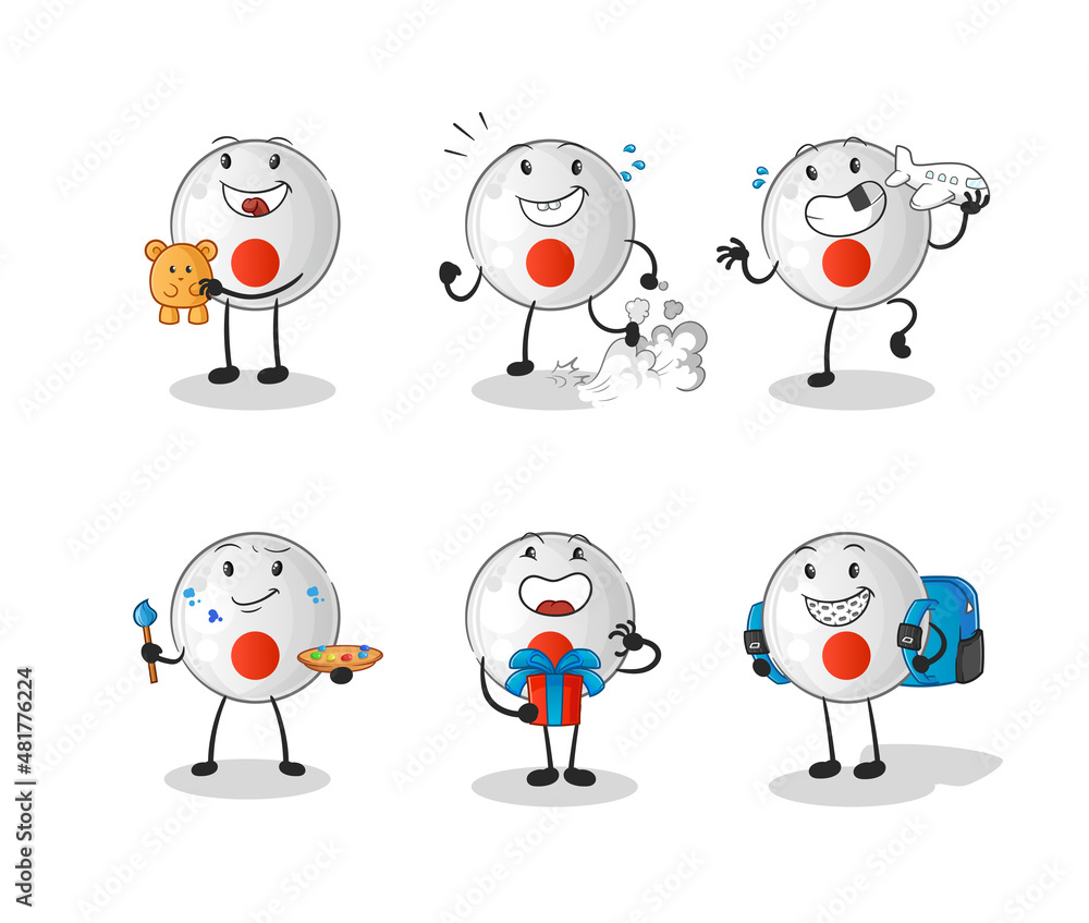 japan flag children group character. cartoon mascot vector japan flag children group character. cartoon mascot vector