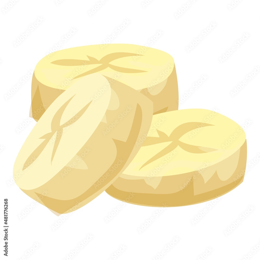 Banana slices icon cartoon vector. Piece of fruit Banana slices icon cartoon vector. Piece of fruit
