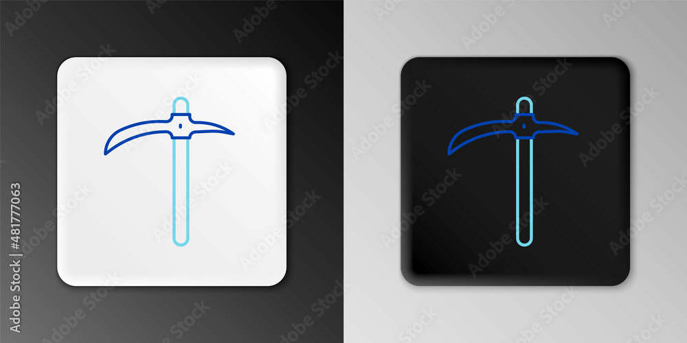 Line Pickaxe icon isolated on grey background. Colorful outline concept. Vector Line Pickaxe icon isolated on grey background. Colorful outline concept. Vector