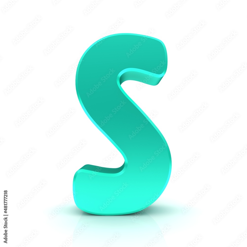 S letter cyan turquoise sign 3d S letter cyan turquoise sign 3d