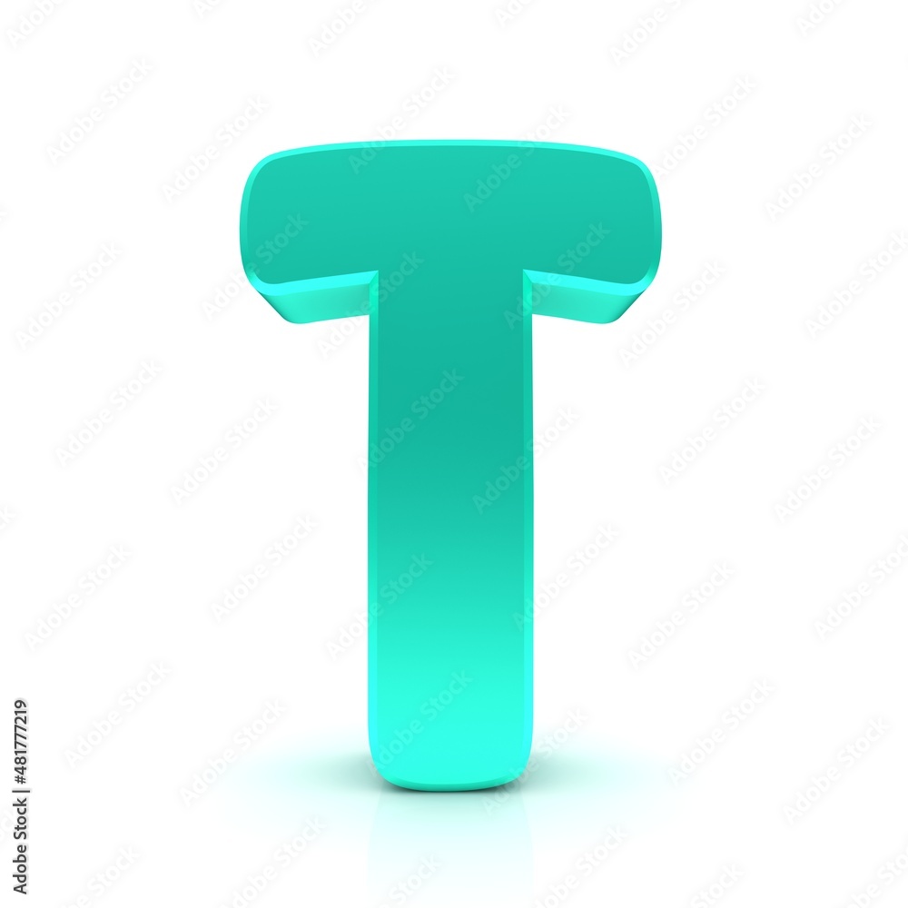 T letter cyan turquoise sign 3d T letter cyan turquoise sign 3d