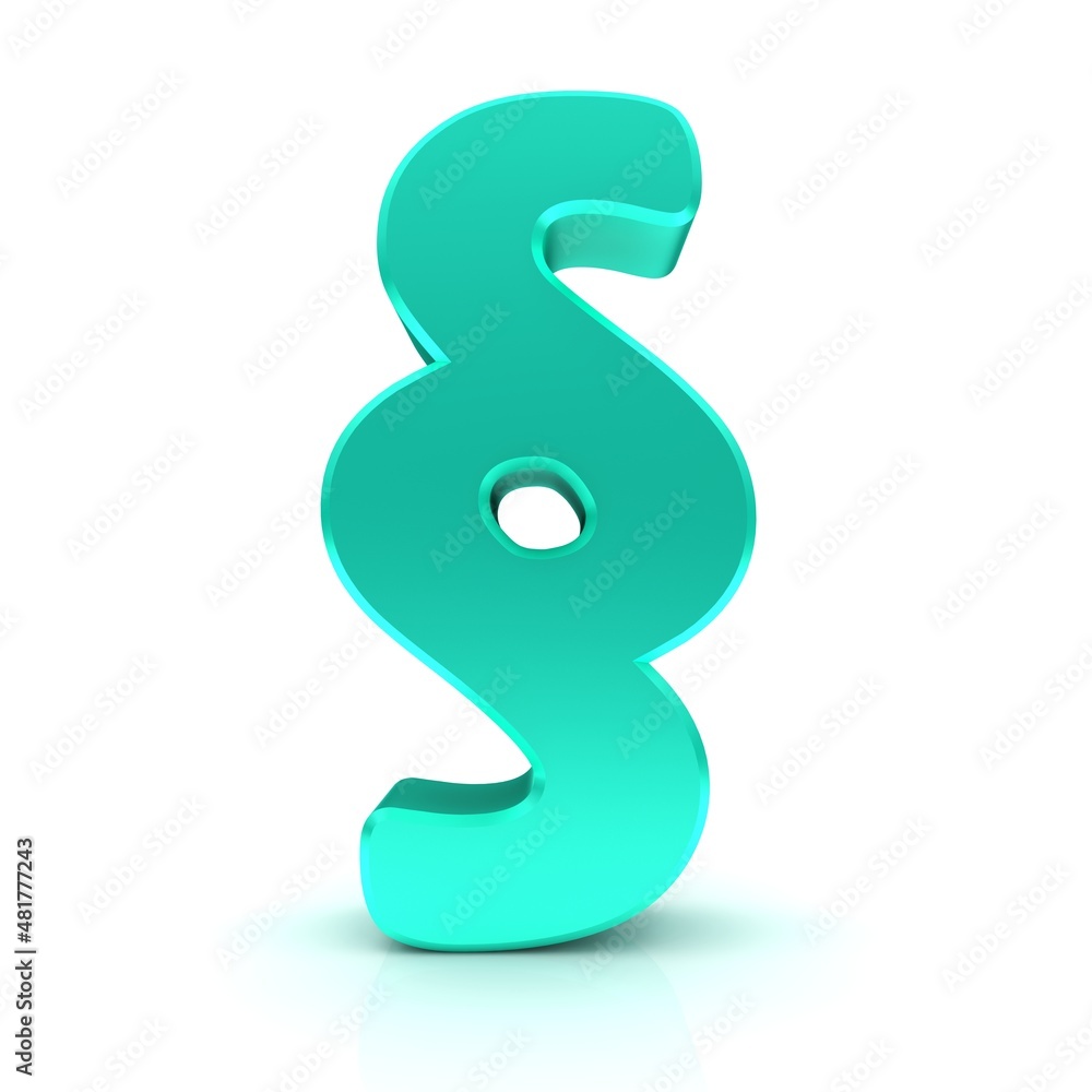 Paragraph § symbol cyan article sign 3d rendering Paragraph § symbol cyan article sign 3d rendering