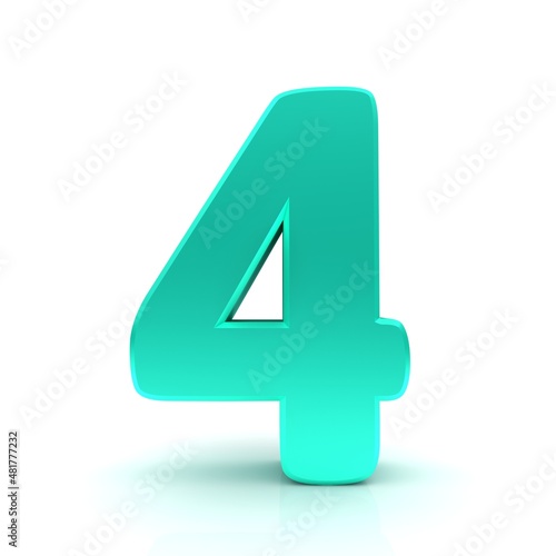 4 four number turquoise 3d