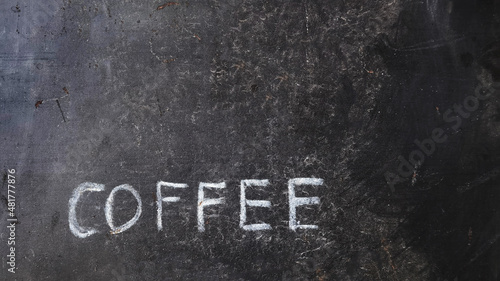 close up of blackboard in front of coffee shop for background