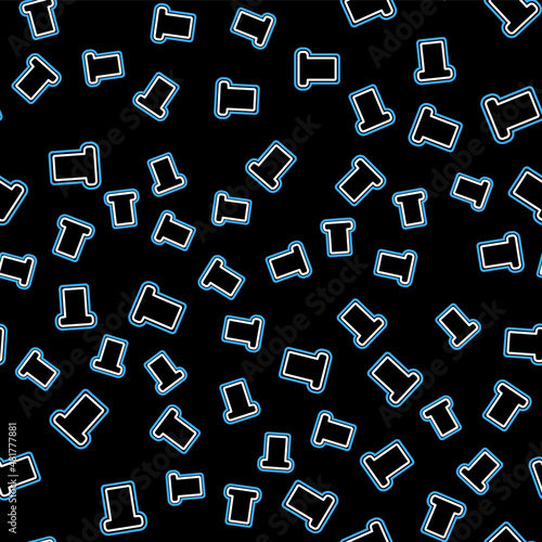 Line Bread toast for sandwich piece of roasted crouton icon isolated seamless pattern on black background. Lunch, dinner, breakfast snack. Vector