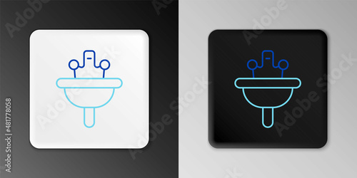 Line Washbasin with water tap icon isolated on grey background. Colorful outline concept. Vector