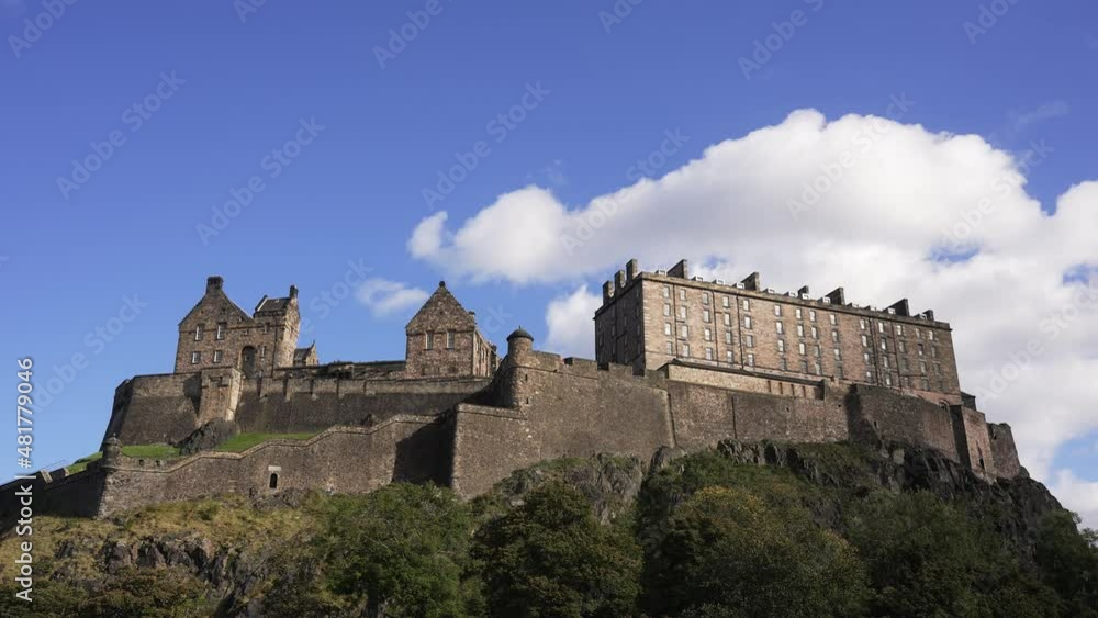 Edinburgh Royal Castle Historic Monument with Sunny Blue Sky during Autumn season Slow Motion 4k 30p Edinburgh Royal Castle Historic Monument with Sunny Blue Sky during Autumn season Slow Motion 4k 30p