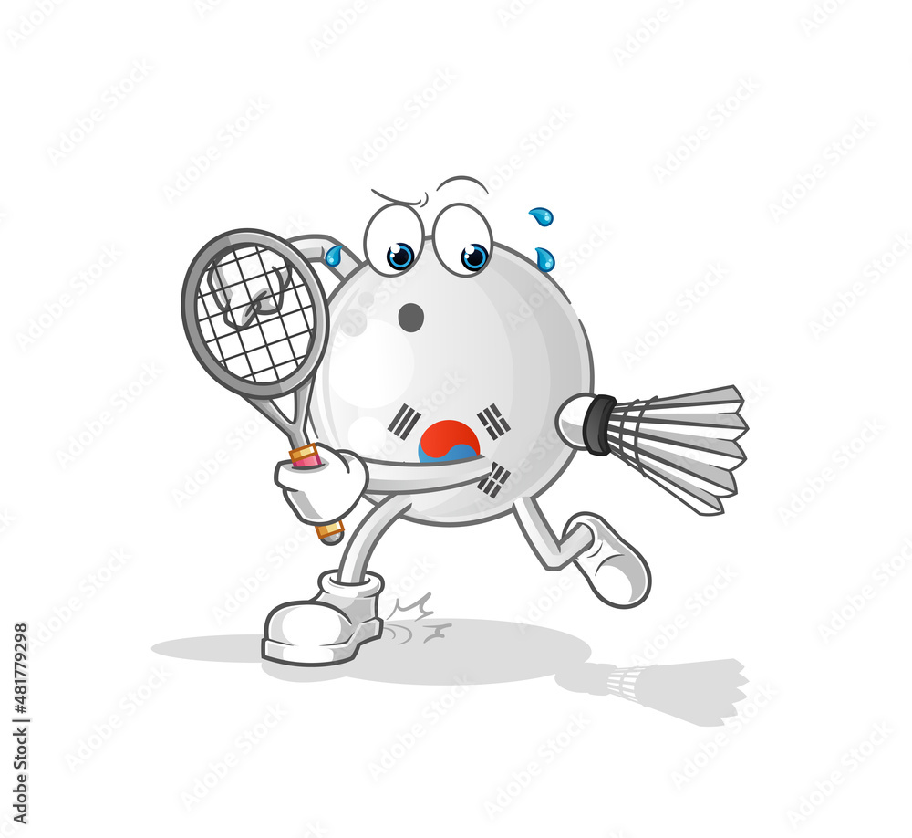 south korea playing badminton illustration. character vector south korea playing badminton illustration. character vector