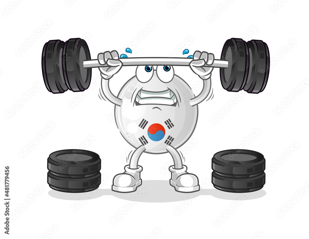 south korea lifting the barbell character. cartoon mascot vector south korea lifting the barbell character. cartoon mascot vector