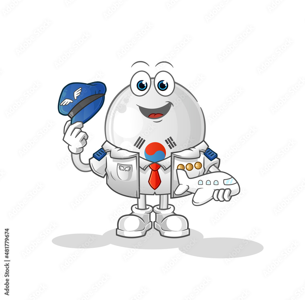 Obraz premium south korea pilot mascot. cartoon vector