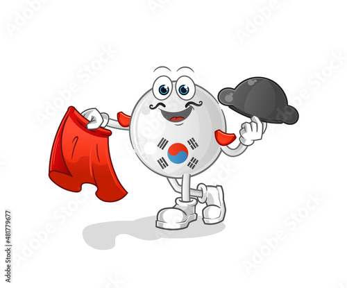 south korea matador with red cloth illustration. character vector