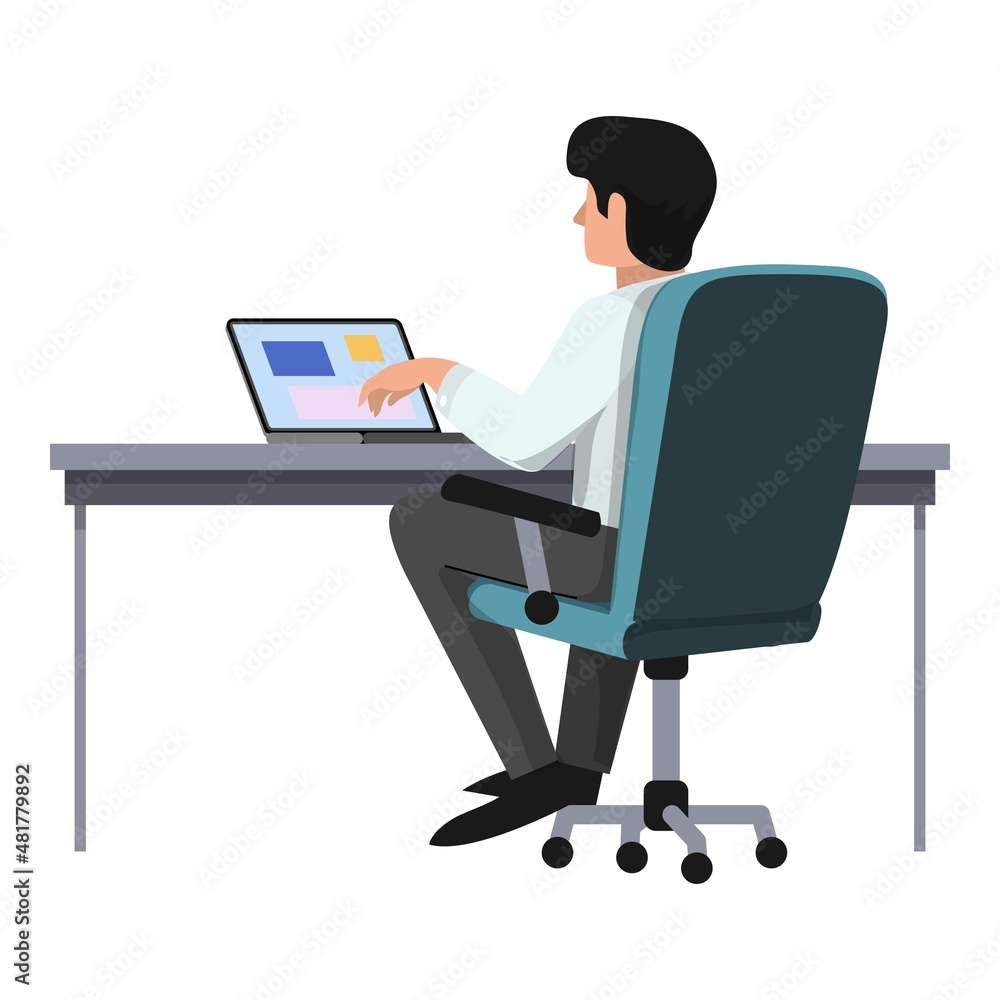 Man with computer icon cartoon vector. Online work