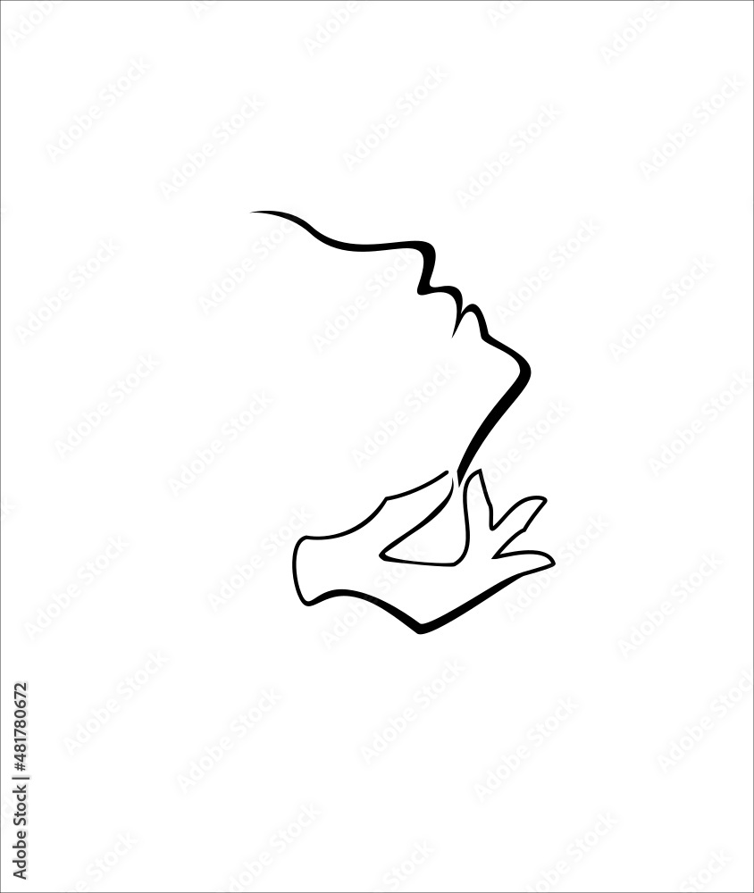 Obraz premium logo, girl, face, hand, fingers, skin, cosmetics, beautician, eco, bio, woman, head, dermatologist, health, care, one line, medicine, recovery, salon,