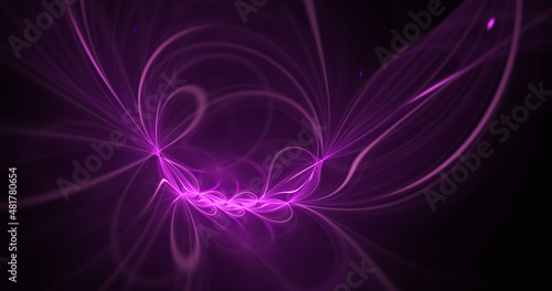 Abstract colorful purple fiery shapes. Fantasy light background. Digital fractal art. Festive wallpaper. 3d rendering.