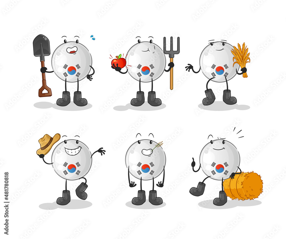 south korea farmer group character. cartoon mascot vector south korea farmer group character. cartoon mascot vector