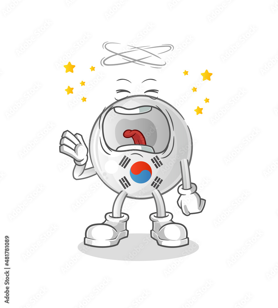 south korea yawn character. cartoon mascot vector south korea yawn character. cartoon mascot vector