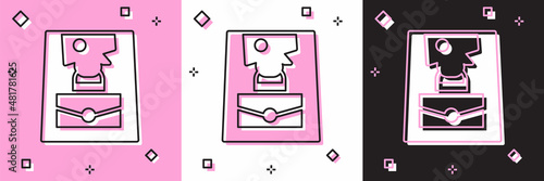 Set Handbag icon isolated on pink and white, black background. Female handbag sign. Glamour casual baggage symbol. Vector