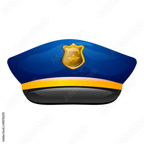 Police cap icon cartoon vector. Cop hat