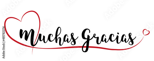 Thanks lettering with red hearts (written in Spanish)