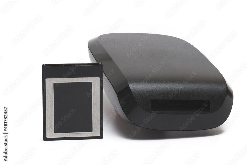 XQD CFExpress memory card reader white background XQD CFExpress memory card reader white background