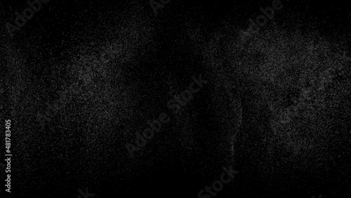 Distressed white grainy texture. Dust overlay textured. Grain noise particles. Snow effects pack. Rusted black background. Vector illustration, EPS 10. 