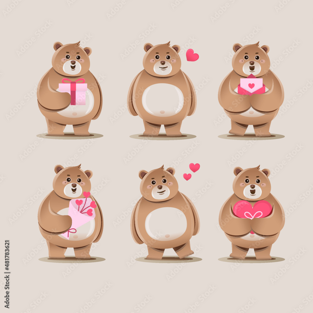 brown teddy bear illustration valentine day