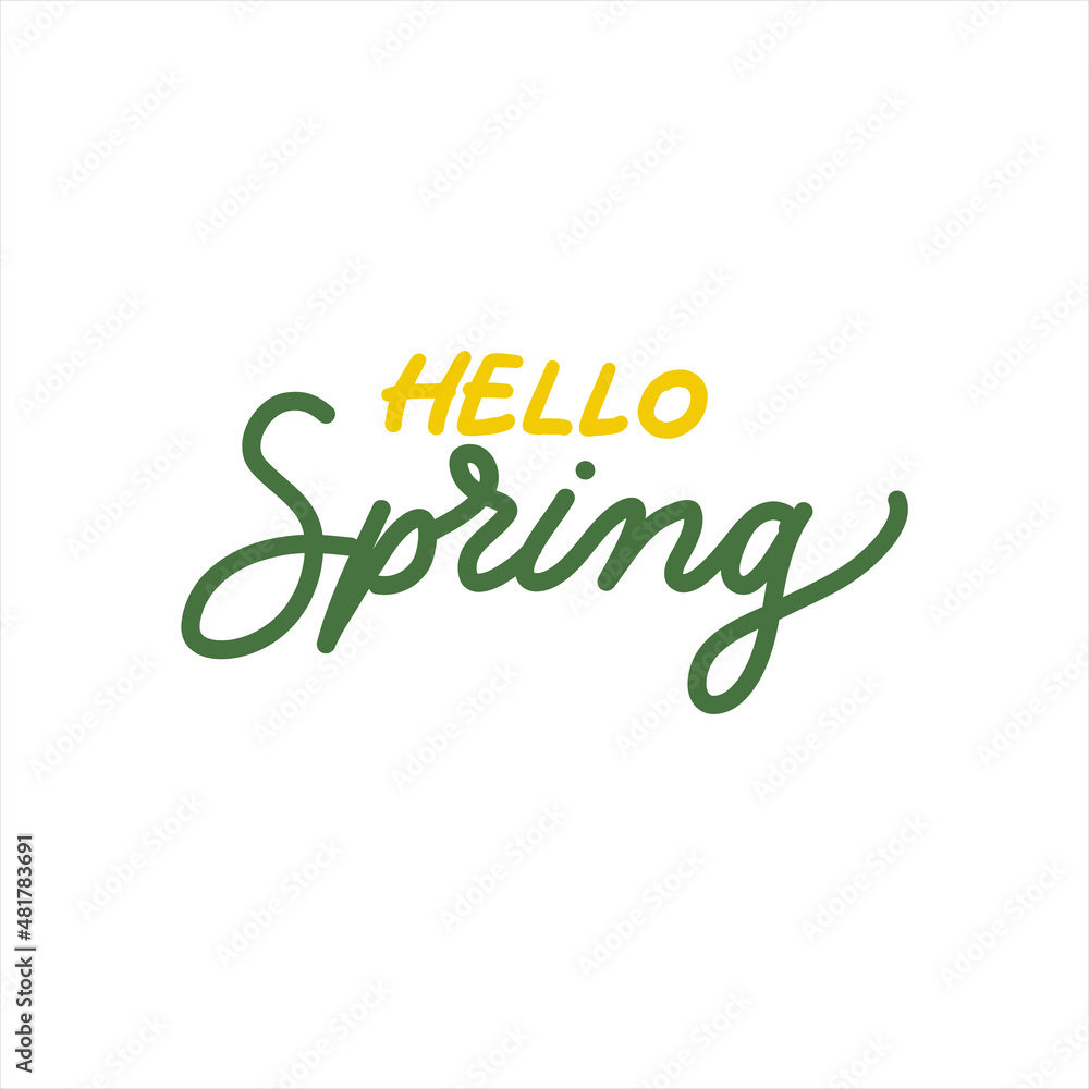 Hello Spring Brush lettering isolated. Handwritten vector Illustration. Modern brush calligraphy. Hello Spring Brush lettering isolated. Handwritten vector Illustration. Modern brush calligraphy.