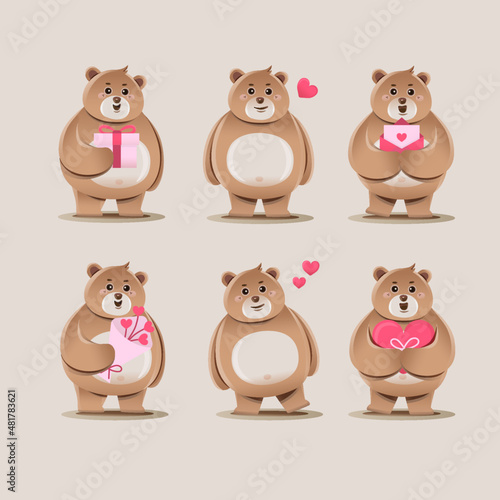 brown teddy bear illustration valentine day © muzaeqin