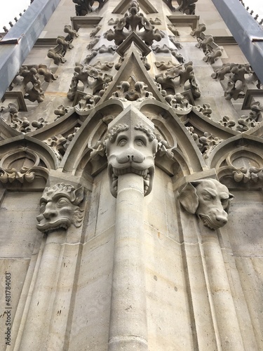 detail of the facade of the Berne Minster cathedral in Berne, Switzerland